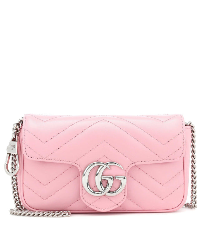 Gg Marmont Super Mini Leather Shoulder Bag Wild Rose Hover Image