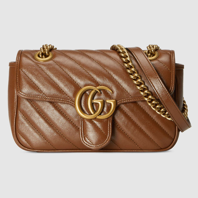GG Marmont mini matelassé shoulder bag Brown Leather Hover Image