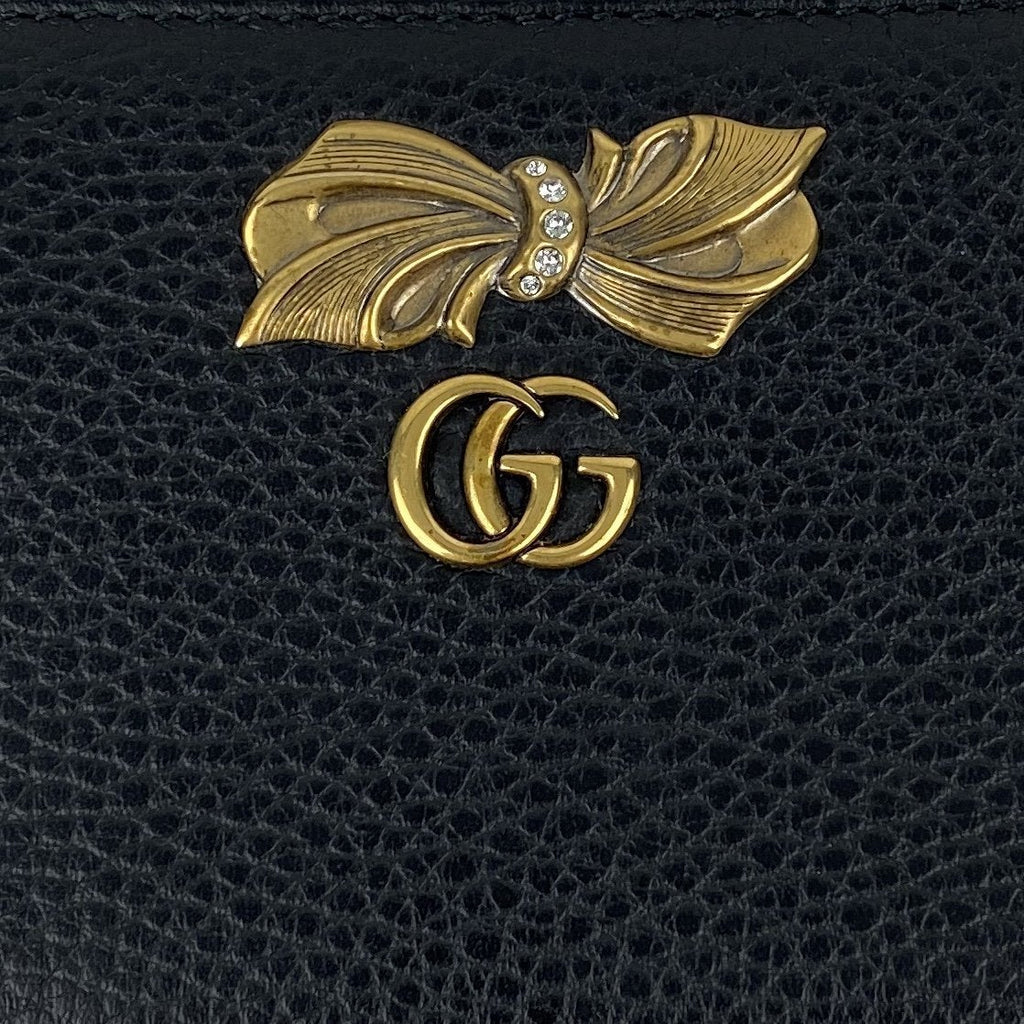 Calfskin GG Marmont Bow Zip Around Wallet