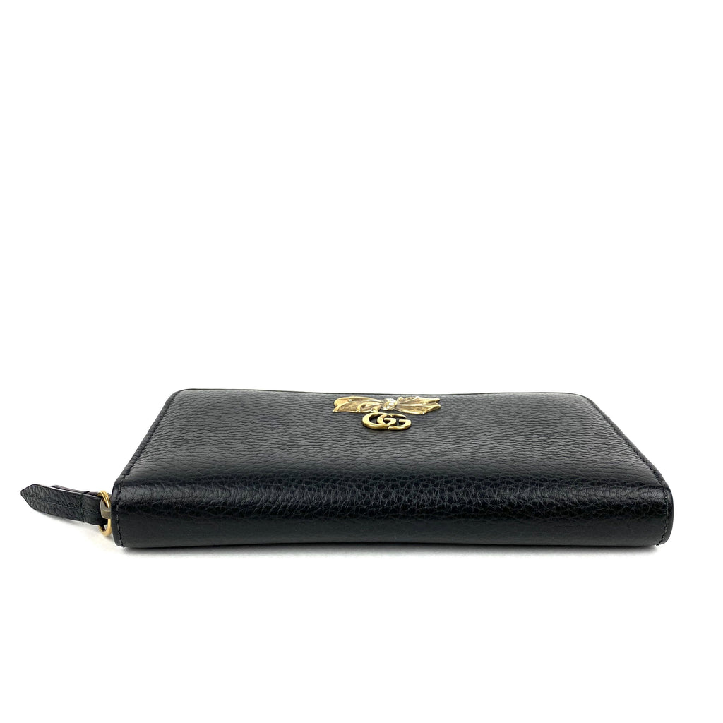 Calfskin GG Marmont Bow Zip Around Wallet