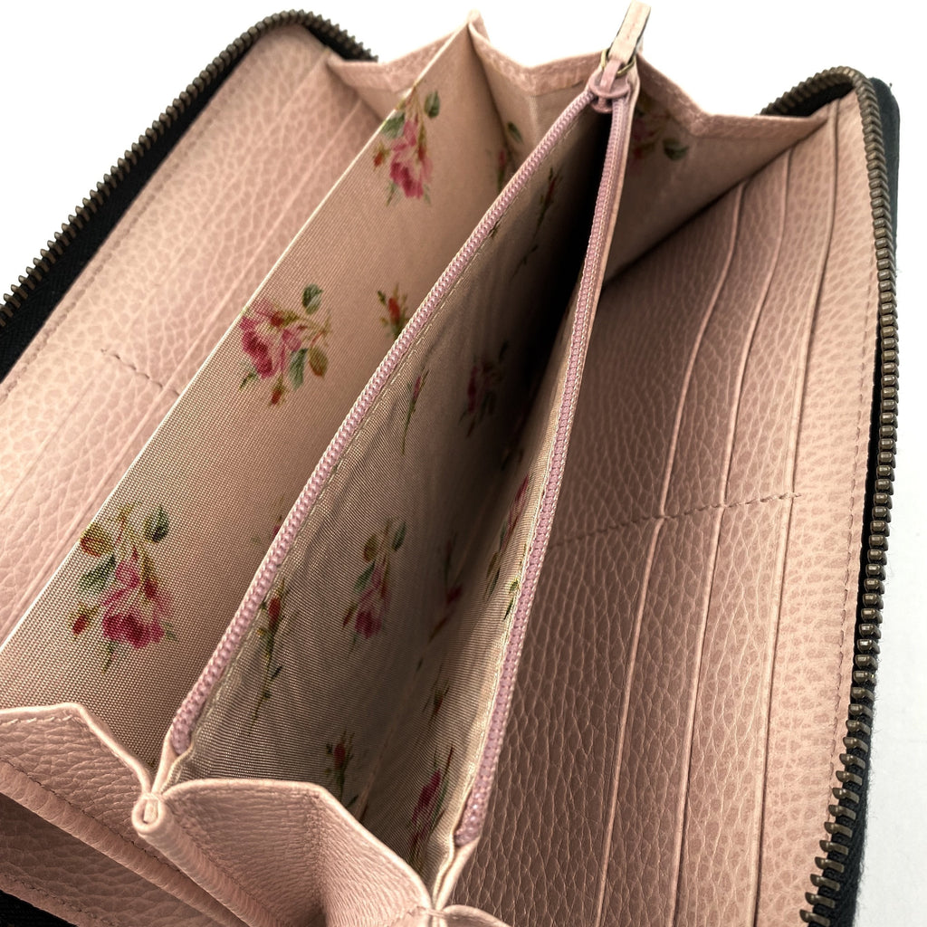 Calfskin GG Marmont Bow Zip Around Wallet