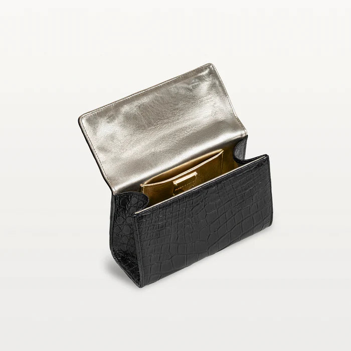 Soho in Midnight Black Alligator By Vivo Bags