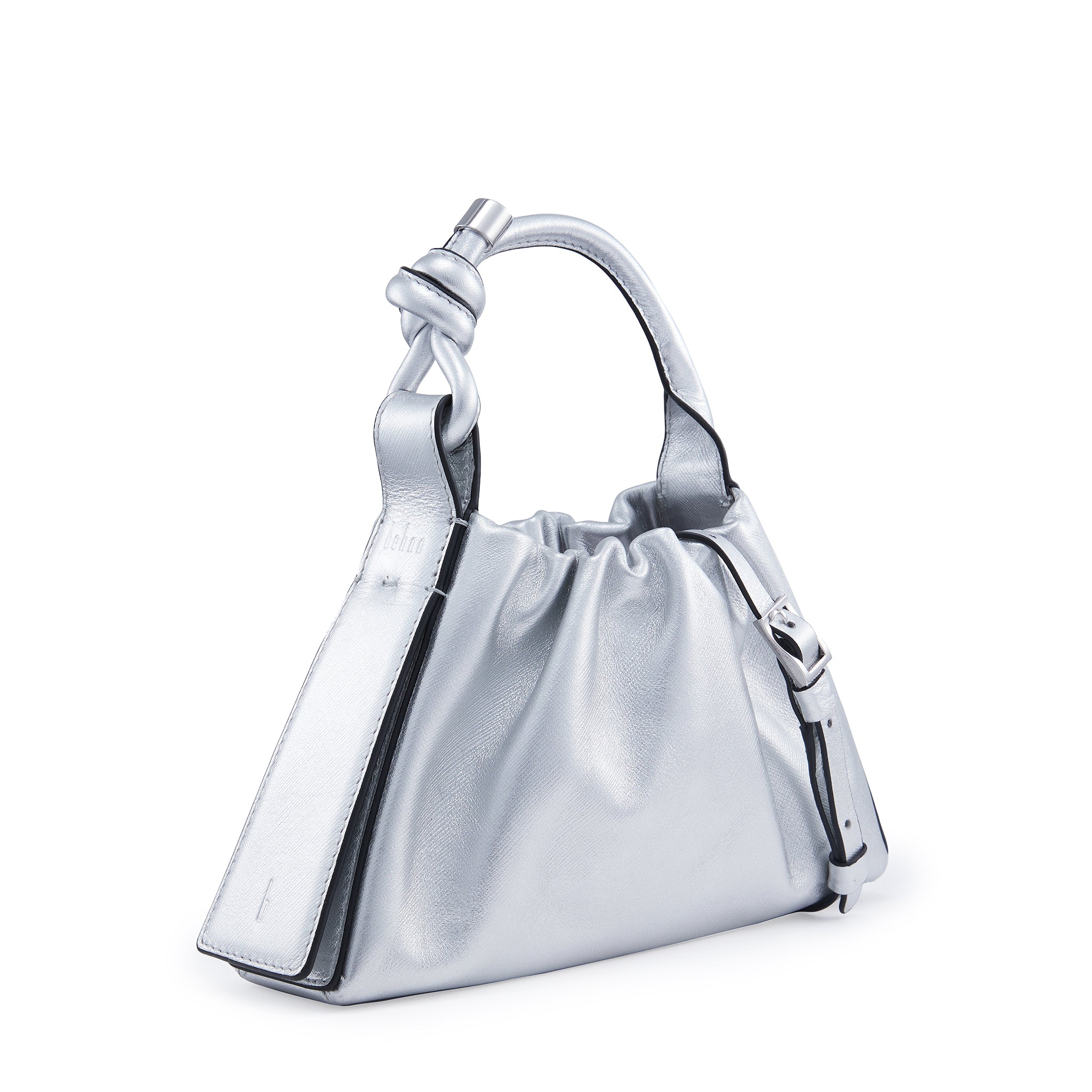 TINA BAGUETTE MINI METALLIC RUCHED SILVER