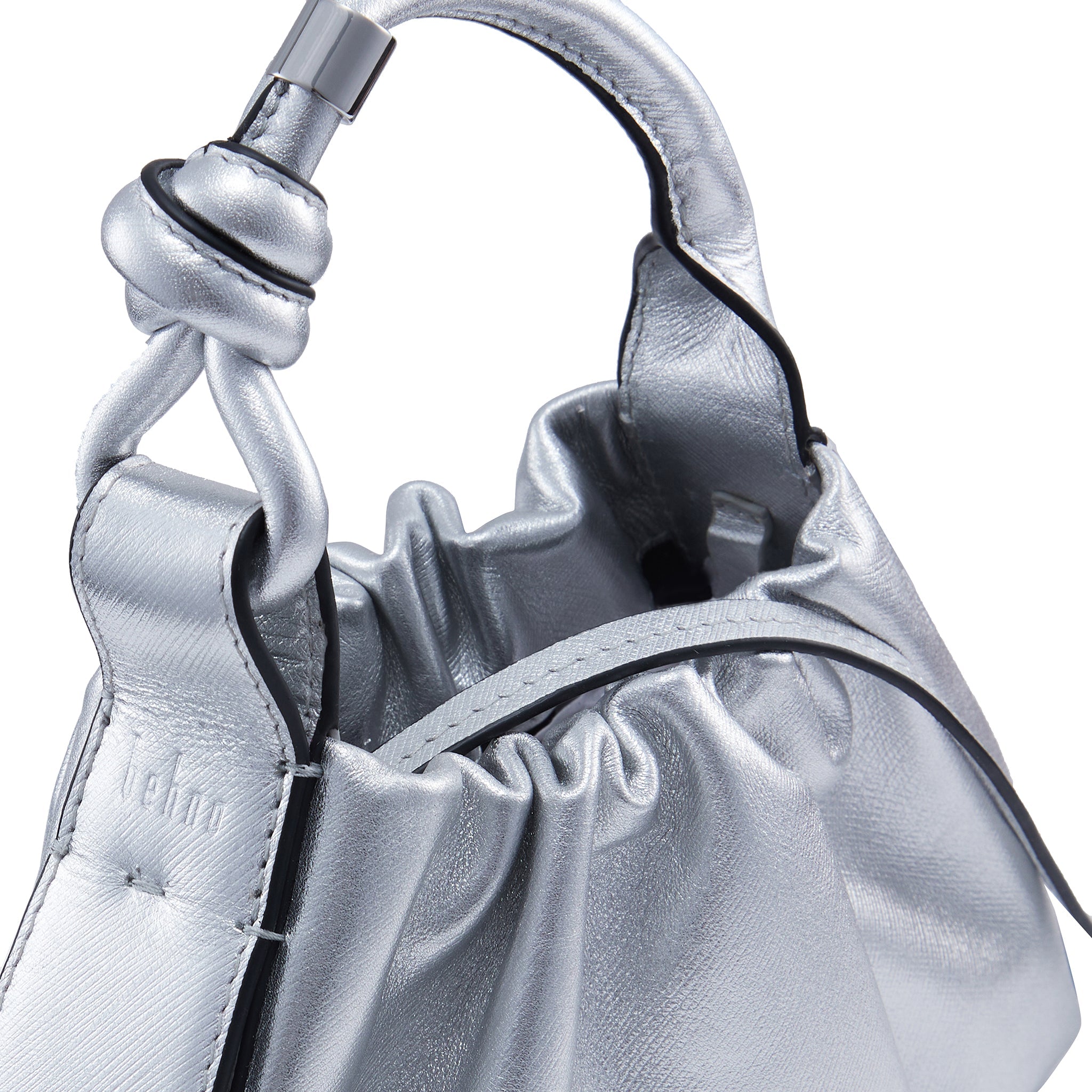 TINA BAGUETTE MINI METALLIC RUCHED SILVER