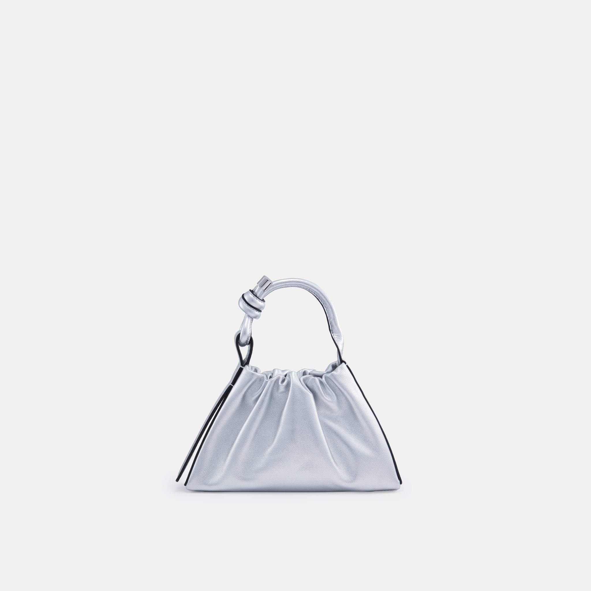 TINA BAGUETTE MINI METALLIC RUCHED SILVER