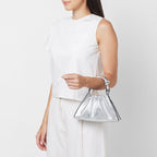 TINA BAGUETTE MINI METALLIC RUCHED SILVER