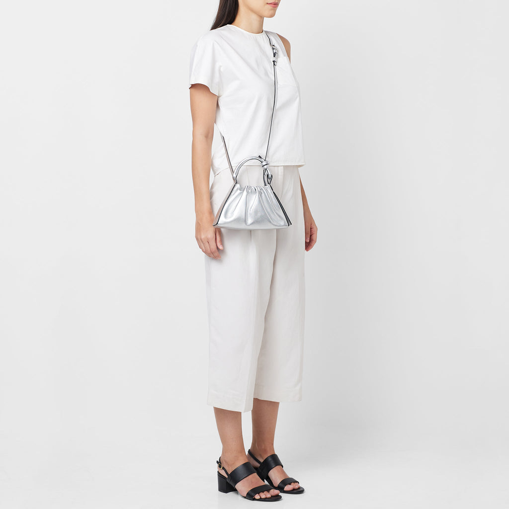 TINA BAGUETTE MINI METALLIC RUCHED SILVER
