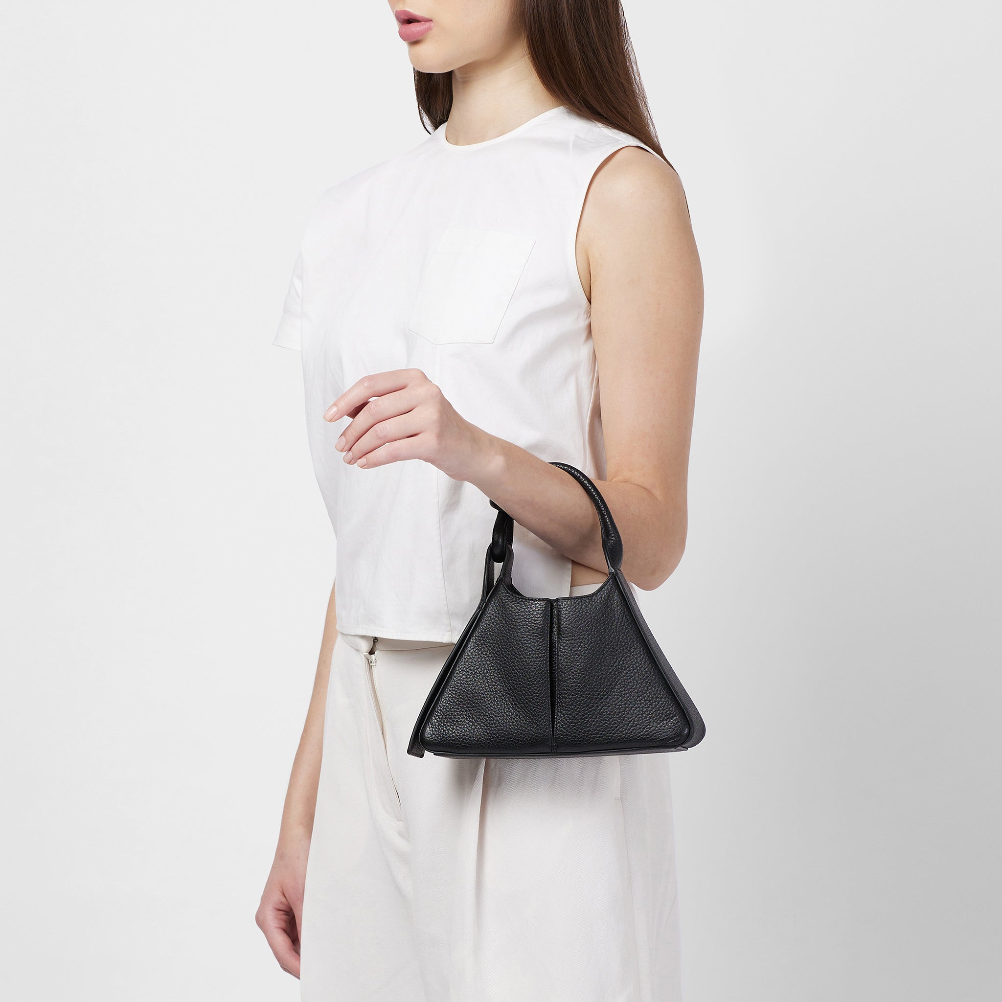 TINA BAGUETTE MINI PEBBLE PLEAT BLACK