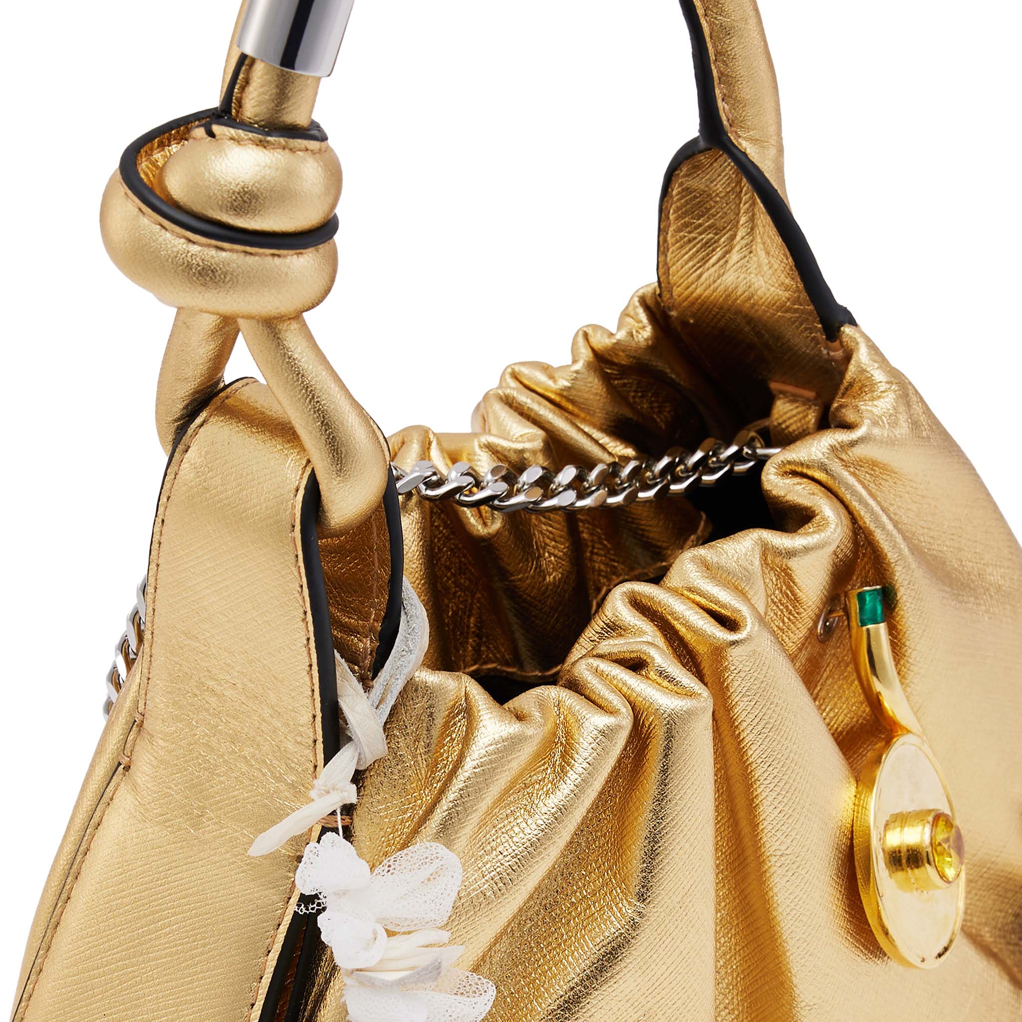 TINA BAGUETTE MINI RUCHED CHARMS GOLD