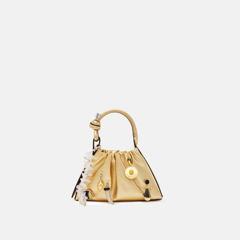 TINA BAGUETTE MINI RUCHED CHARMS GOLD