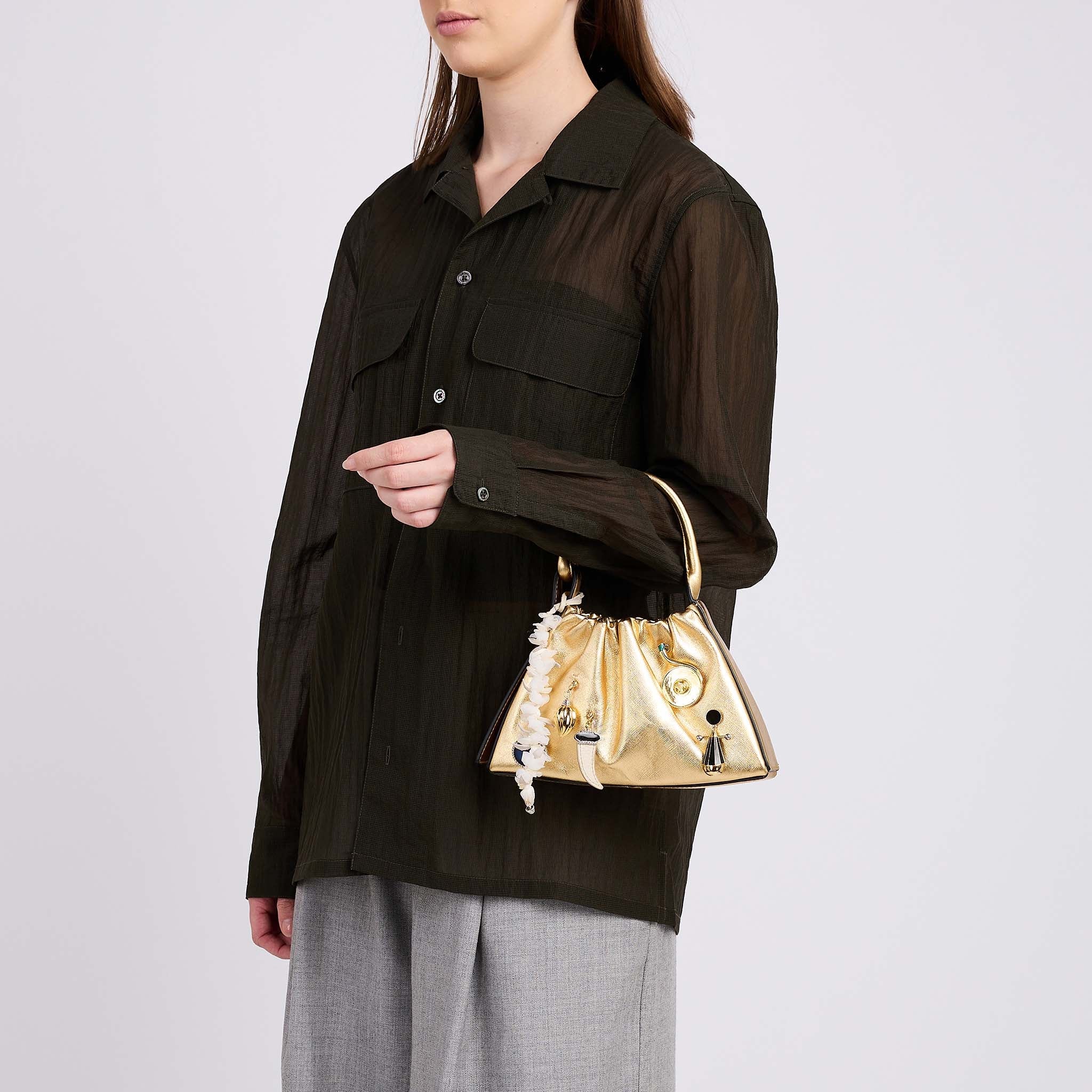 TINA BAGUETTE MINI RUCHED CHARMS GOLD