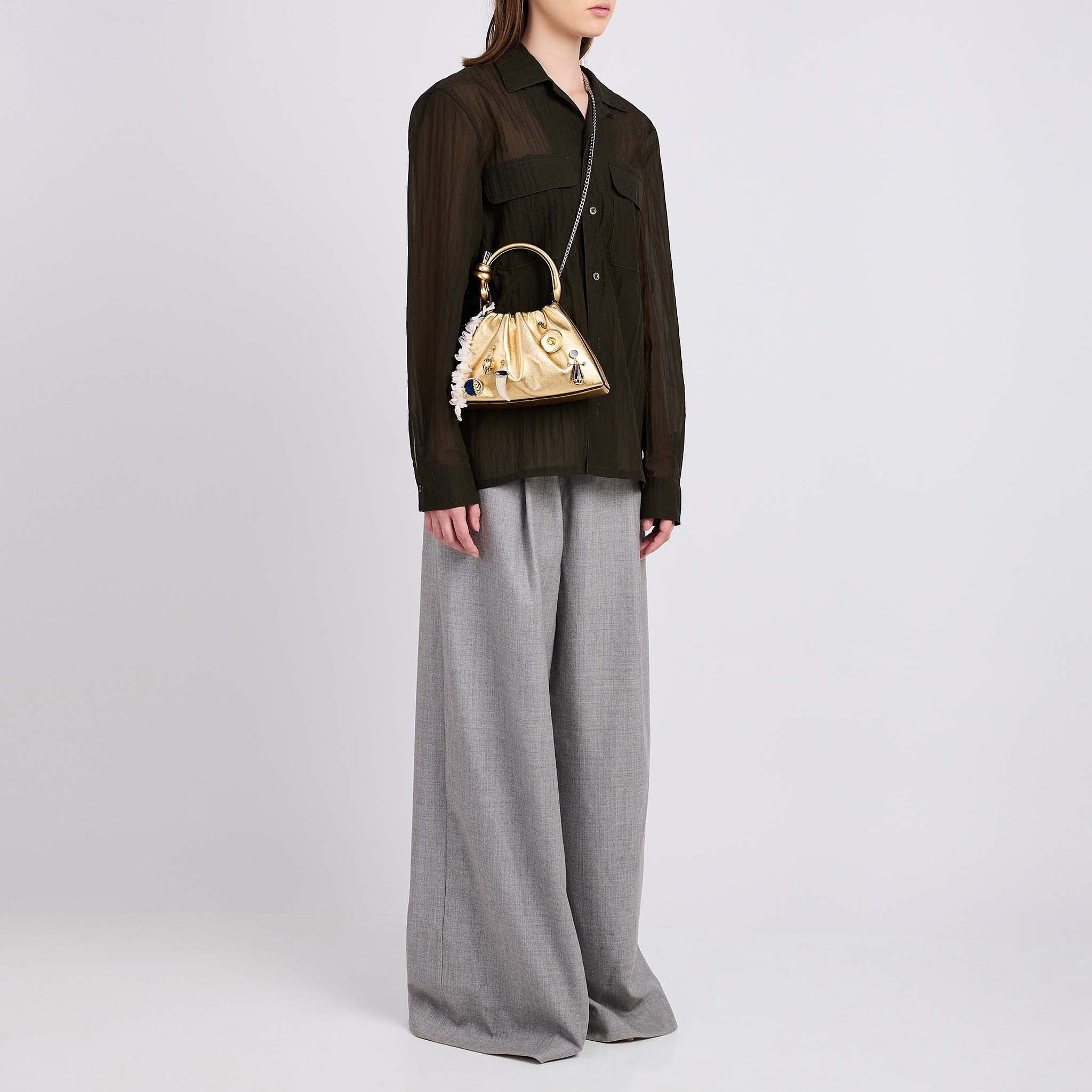 TINA BAGUETTE MINI RUCHED CHARMS GOLD