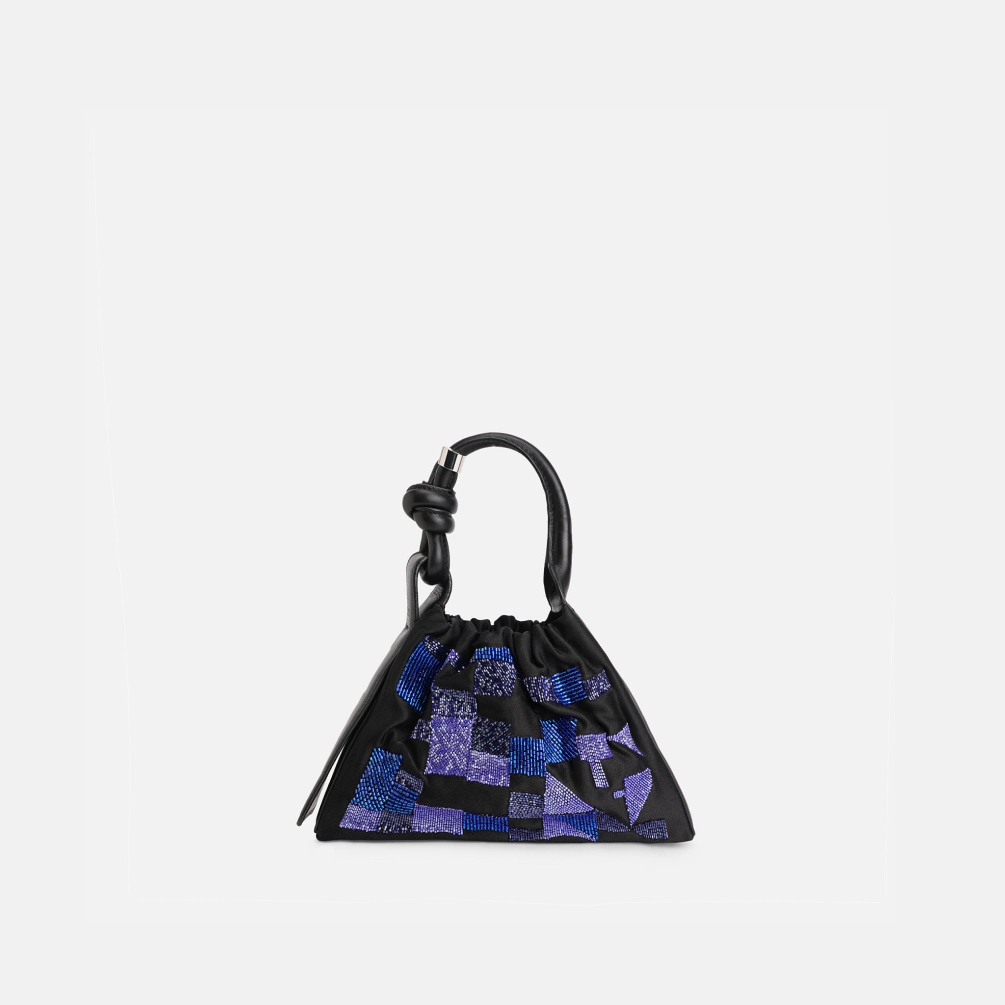 TINA BAGUETTE MINI RUCHED WAVE QUILT BLACK/PURPLE