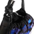 TINA BAGUETTE MINI RUCHED WAVE QUILT BLACK/PURPLE