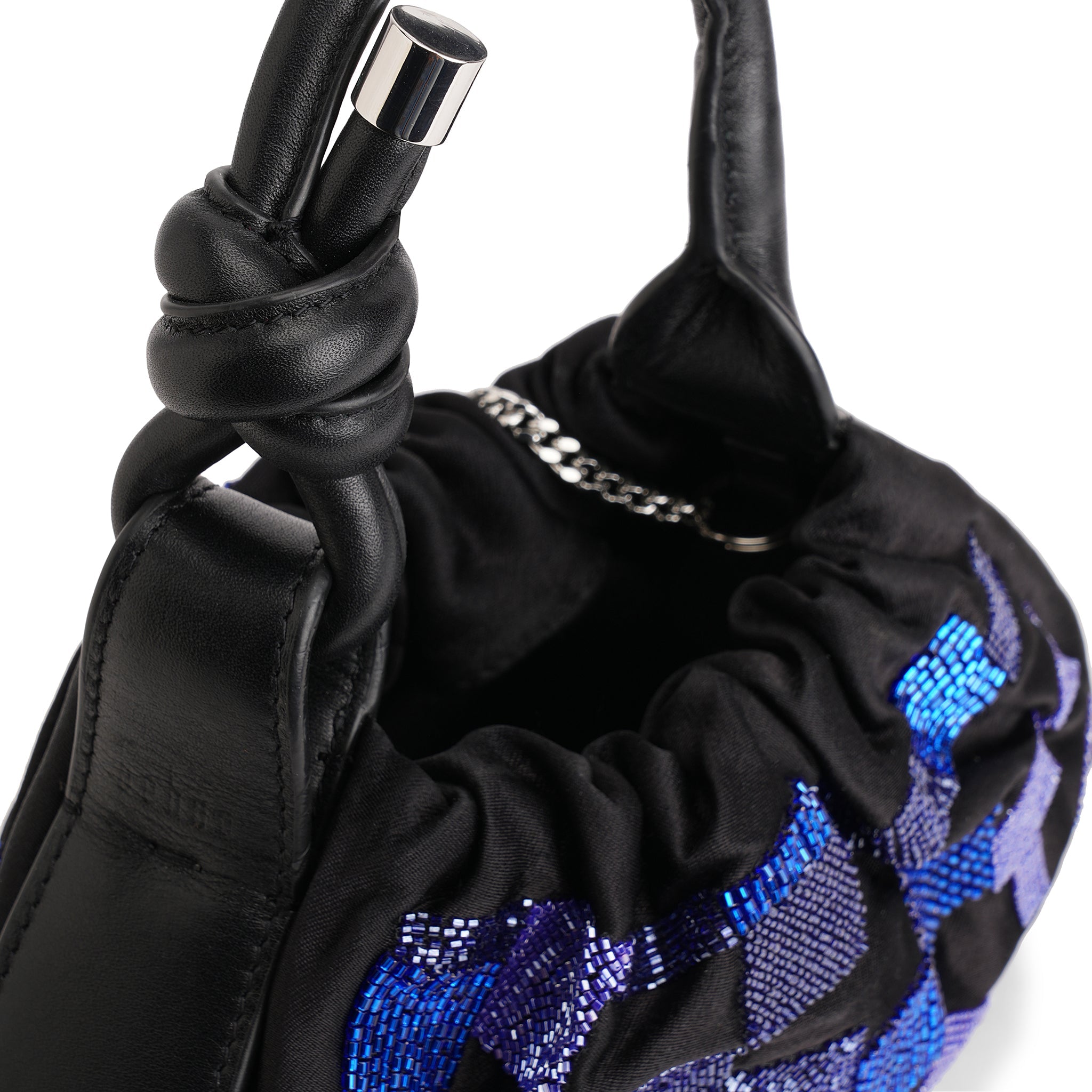 TINA BAGUETTE MINI RUCHED WAVE QUILT BLACK/PURPLE