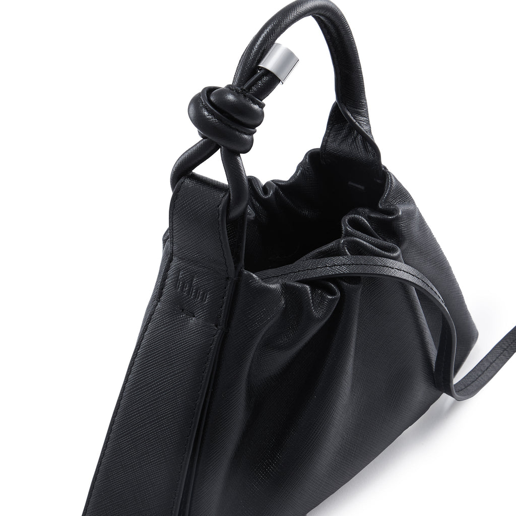 TINA BAGUETTE MINI SAFFIANO RUCHED BLACK