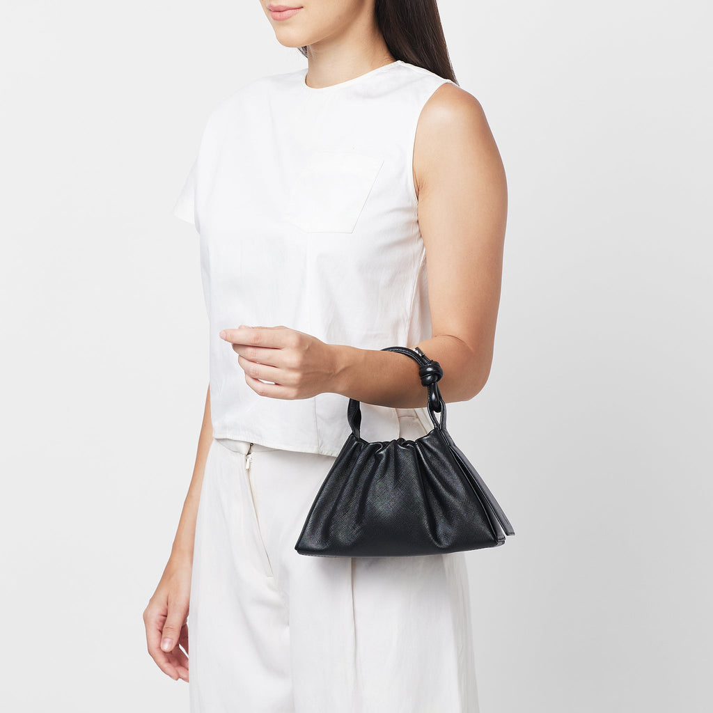 TINA BAGUETTE MINI SAFFIANO RUCHED BLACK