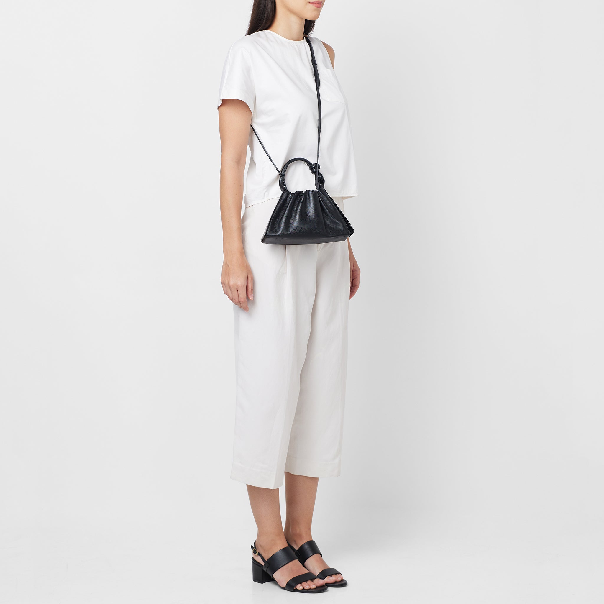 TINA BAGUETTE MINI SAFFIANO RUCHED BLACK