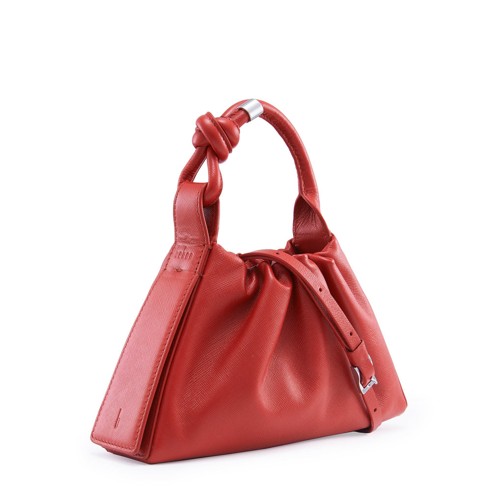 TINA BAGUETTE MINI SAFFIANO RUCHED RED