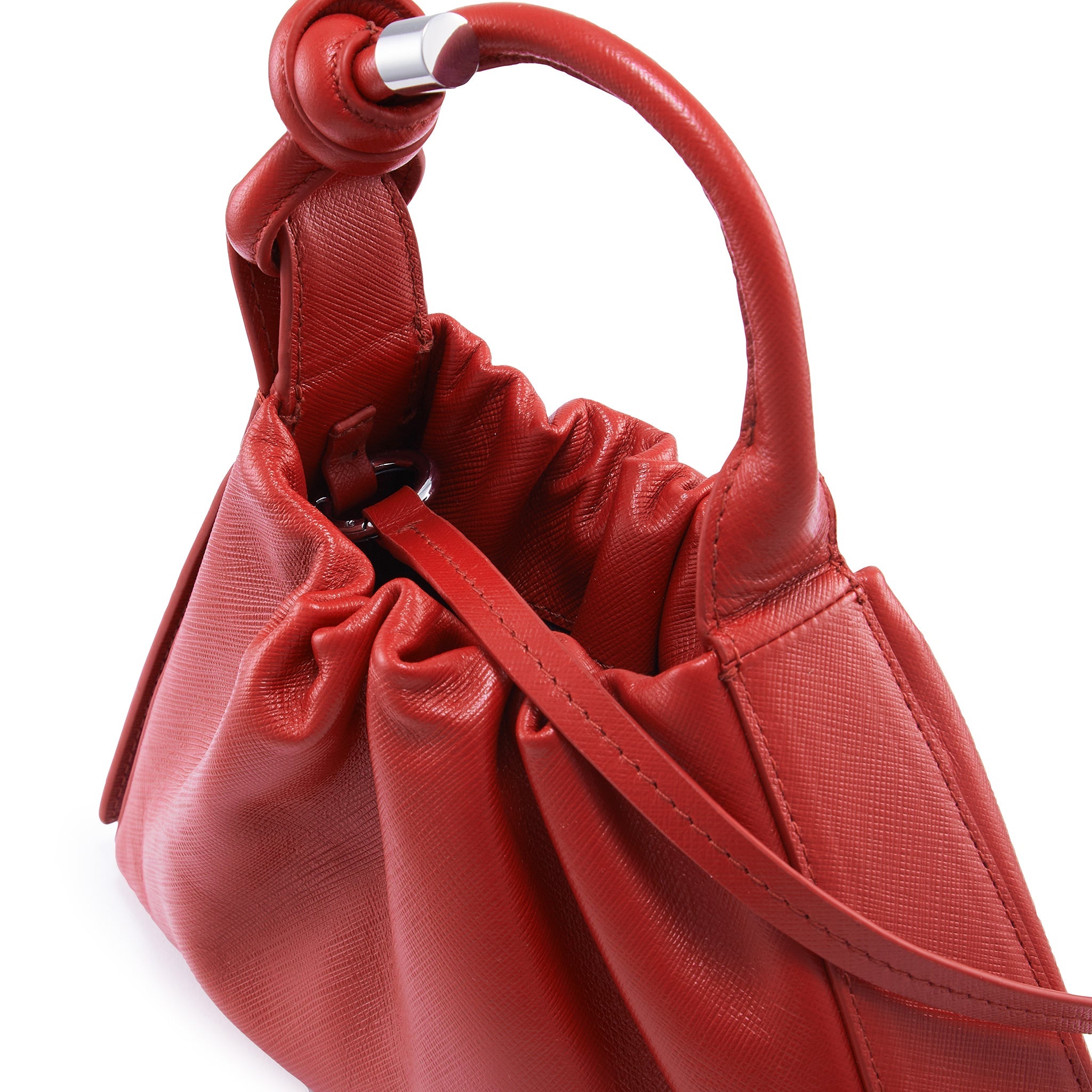 TINA BAGUETTE MINI SAFFIANO RUCHED RED