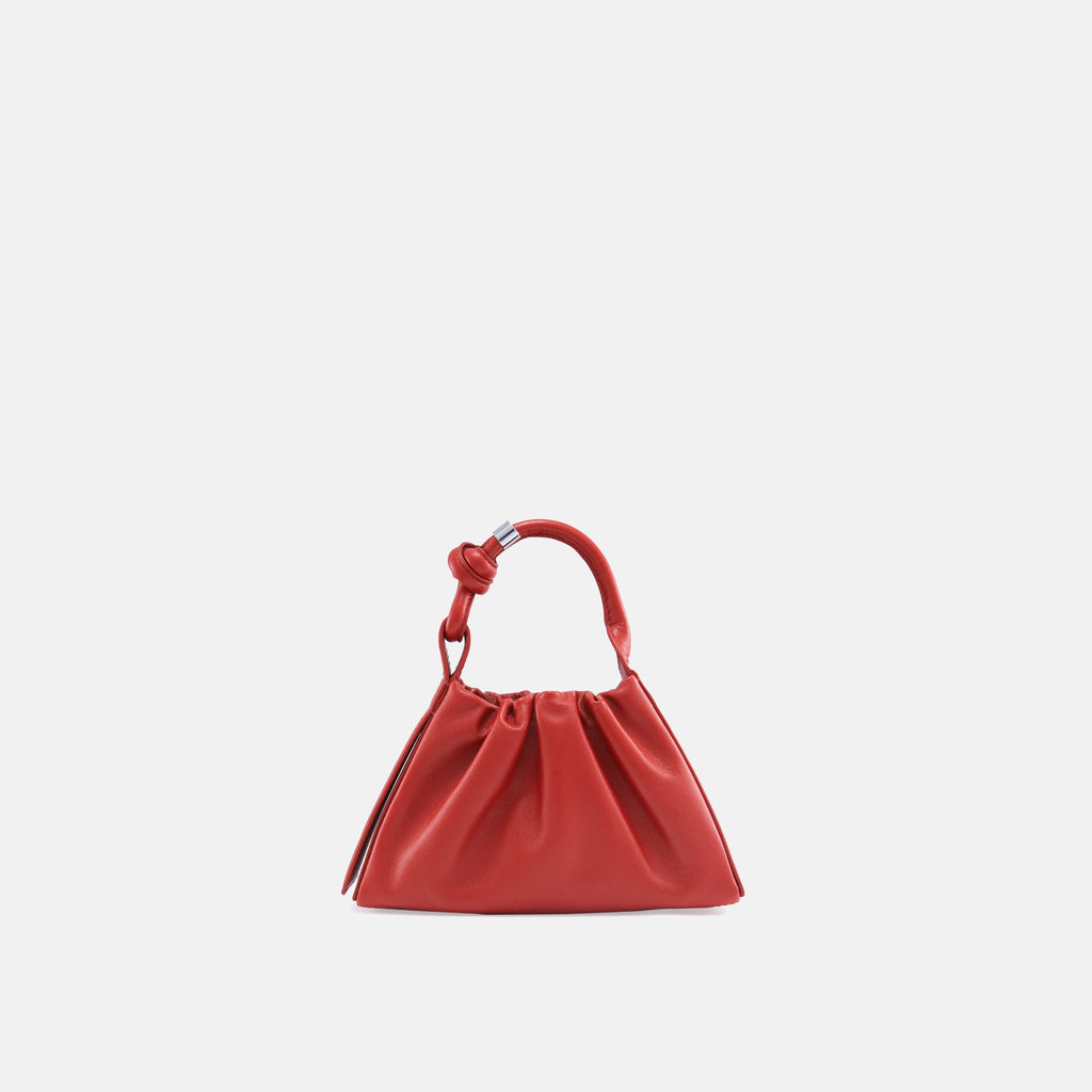 TINA BAGUETTE MINI SAFFIANO RUCHED RED