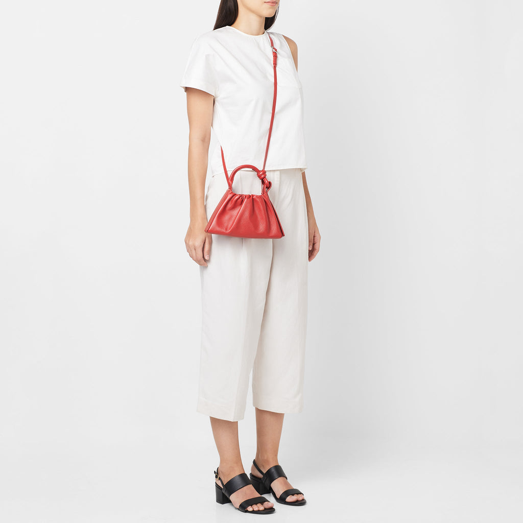 TINA BAGUETTE MINI SAFFIANO RUCHED RED