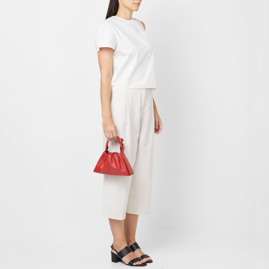 TINA BAGUETTE MINI SAFFIANO RUCHED RED