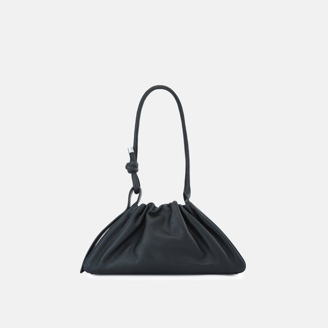 TINA BAGUETTE PEBBLE RUCHED BLACK Hover Image