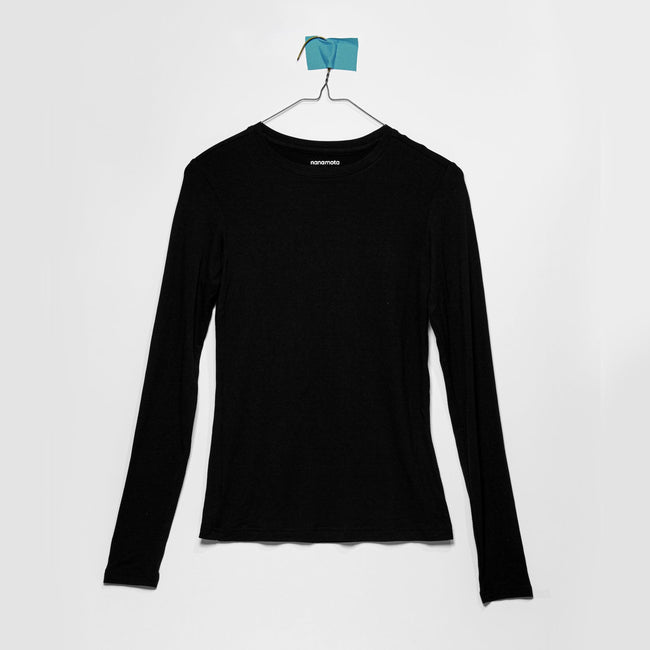 'THE SOFTEST TEE' WOMENS FITTED LONG-SLEEVE BLACK Hover Image