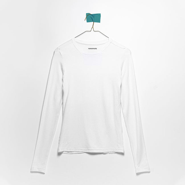 'THE SOFTEST TEE' WOMENS FITTED LONG-SLEEVE WHITE Hover Image