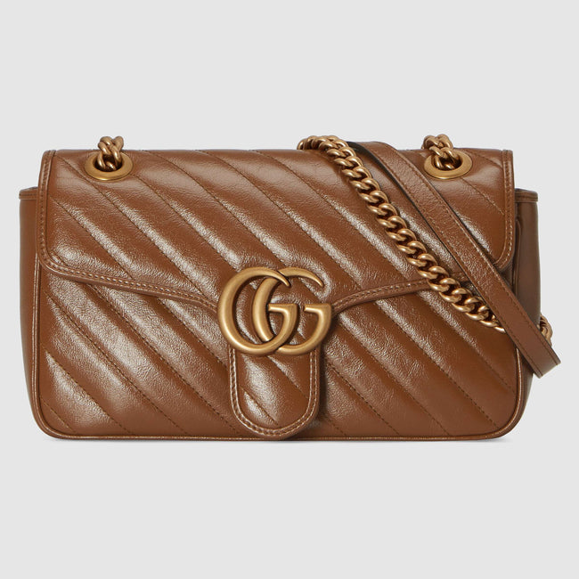 GG Marmont small matelassé shoulder bag Brown leather Hover Image