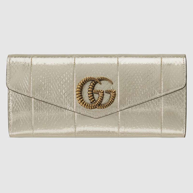 Broadway snakeskin clutch with Double G Silver snakeskin Hover Image
