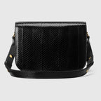Gucci Horsebit 1955 Snakeskin Shoulder Bag Black Snakeskin