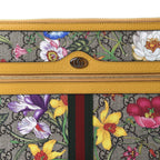 Gucci Ophidia Yellow Leather Supreme Canvas Flora Large Pouch Clutch Bag 517551