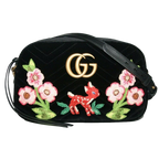 Gucci GG Marmont Matelasse Embroidered Black Nero Velvet Crossbody 447632