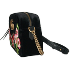 Gucci GG Marmont Matelasse Embroidered Black Nero Velvet Crossbody 447632