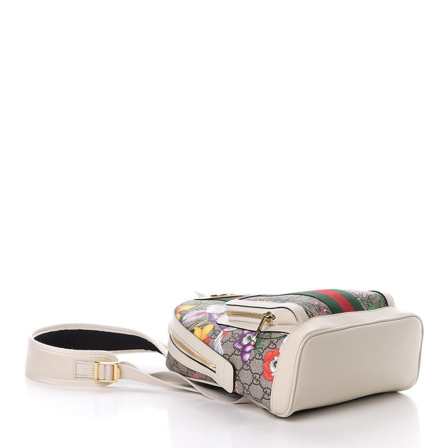 Gucci Ophidia White GG Supreme Monogram Flora Web Small Day Backpack 547965 Main Image