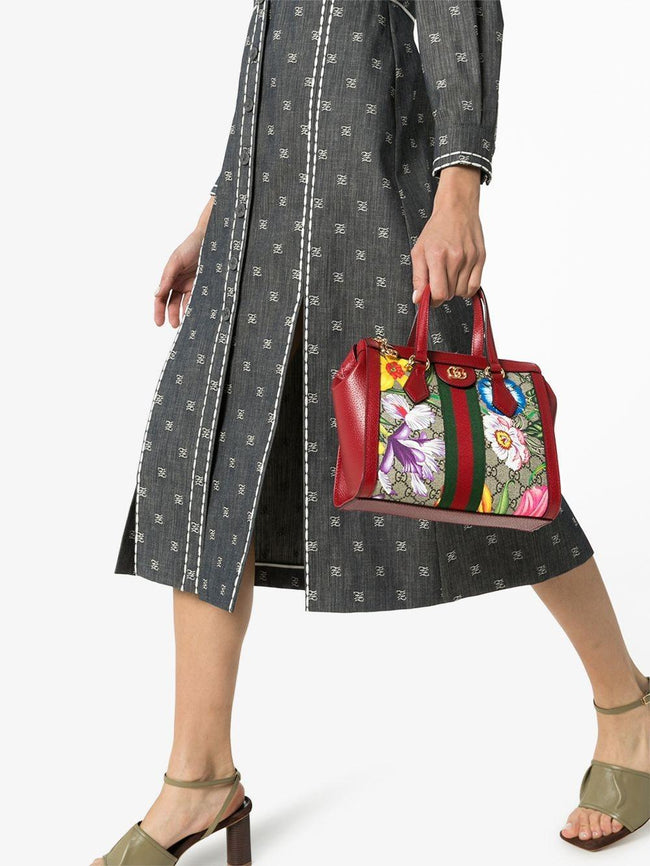 Ophidia GG Flora tote bag in Red Main Image