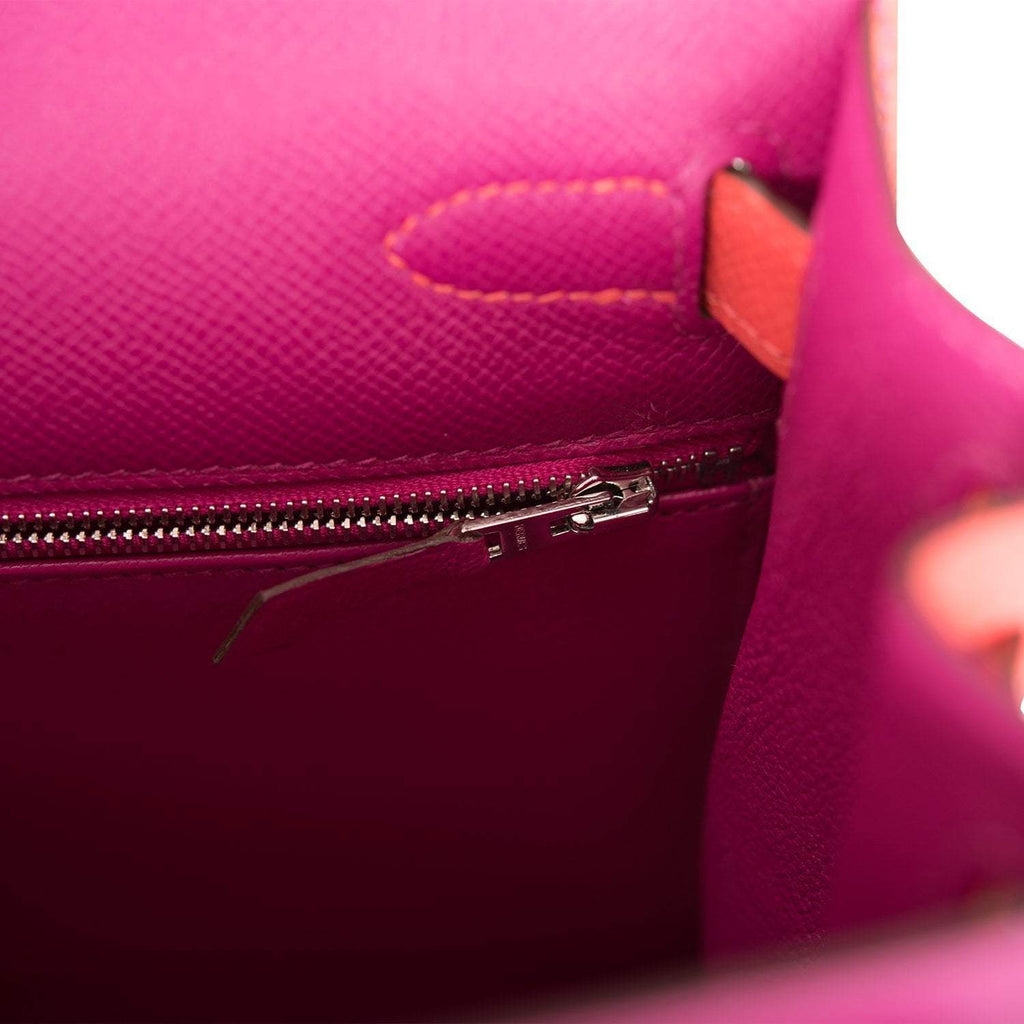Hermes Kelly 28cm Bi-Color Rose Pourpre and Rose Jaipur Epsom Sellier Brushed Palladium Hardware