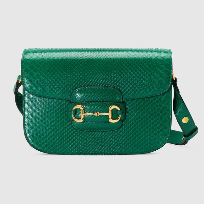 Gucci Horsebit 1955 anaconda small shoulder bag Emerald green anaconda Hover Image