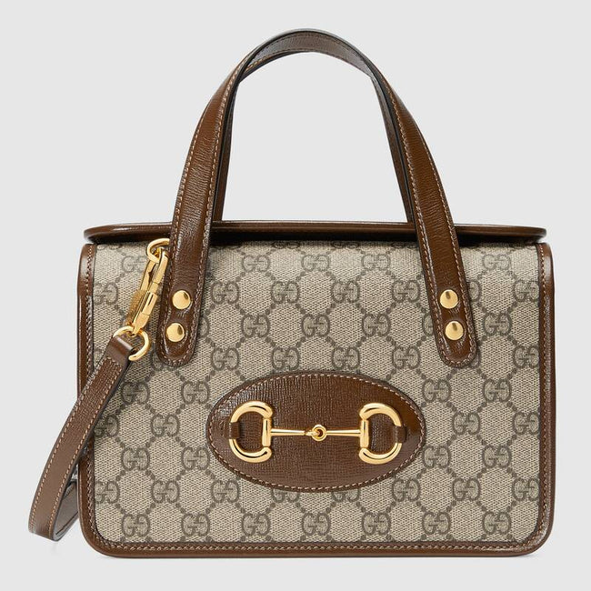 Gucci Horsebit 1955 mini top handle bag Brown leather Hover Image