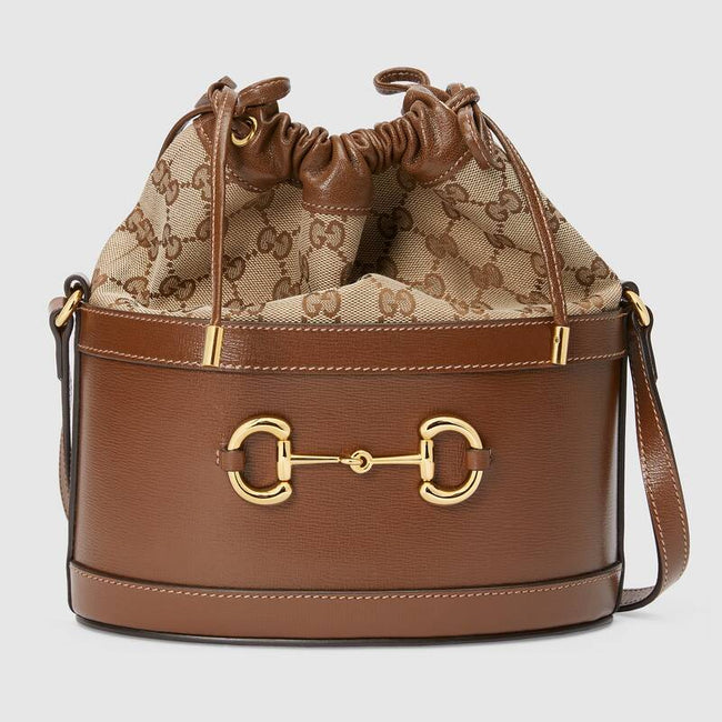 Gucci Horsebit 1955 bucket bag Brown leather Hover Image