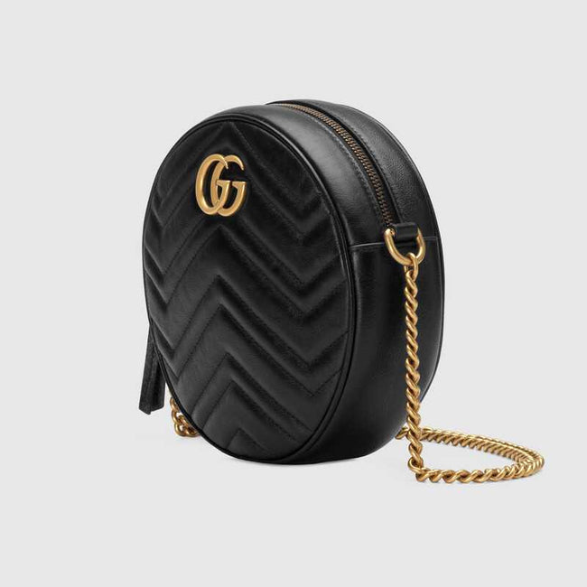 GG Marmont mini round shoulder bag Black leather Main Image