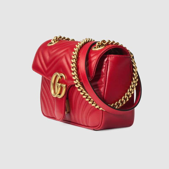 GG Marmont small matelassé shoulder bag Hibiscus Red leather Main Image