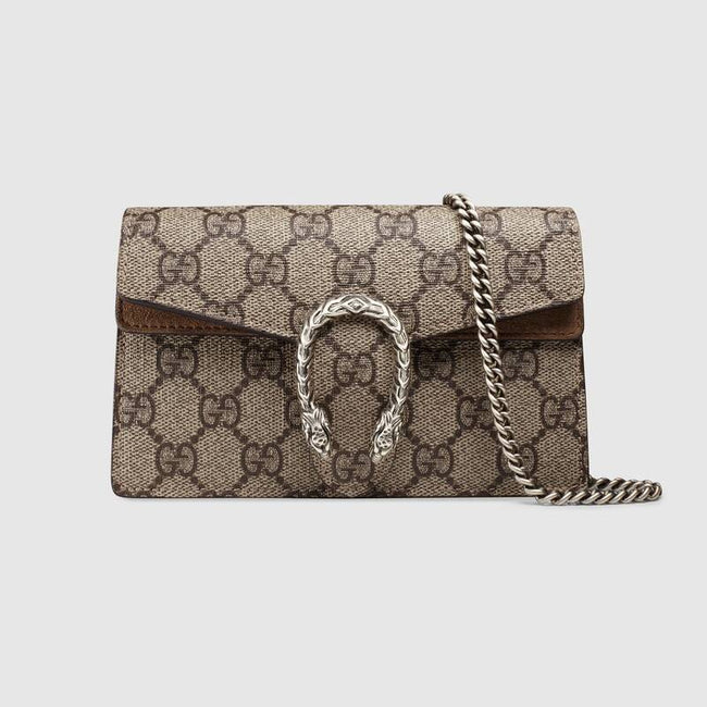 Dionysus GG Supreme super mini bag taupe suede Hover Image