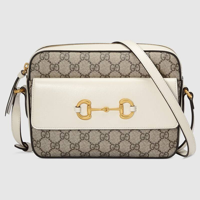 Gucci Horsebit 1955 Small Shoulder Bag White Leather Hover Image