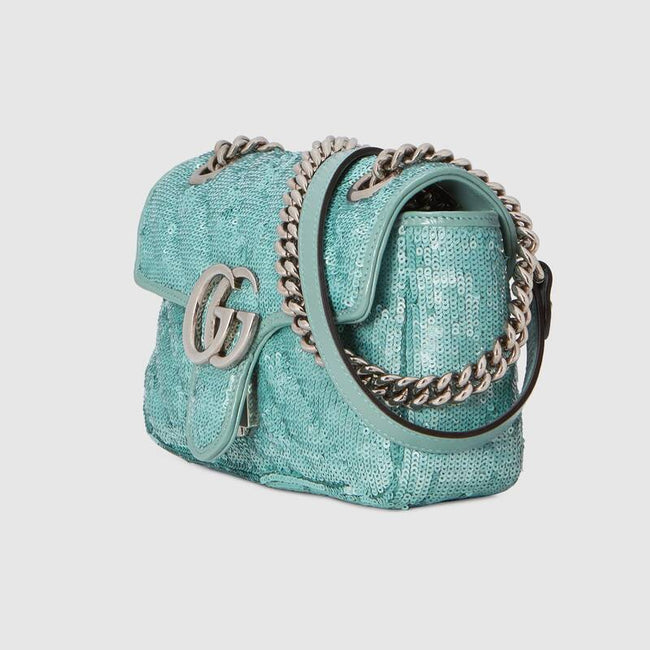 GG Marmont mini sequin shoulder bag Pastel green Leather Main Image