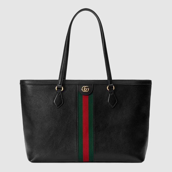 Ophidia leather tote Black leather Hover Image