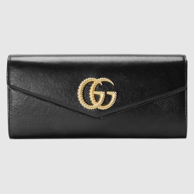 Broadway leather clutch with Double G Black leather Hover Image