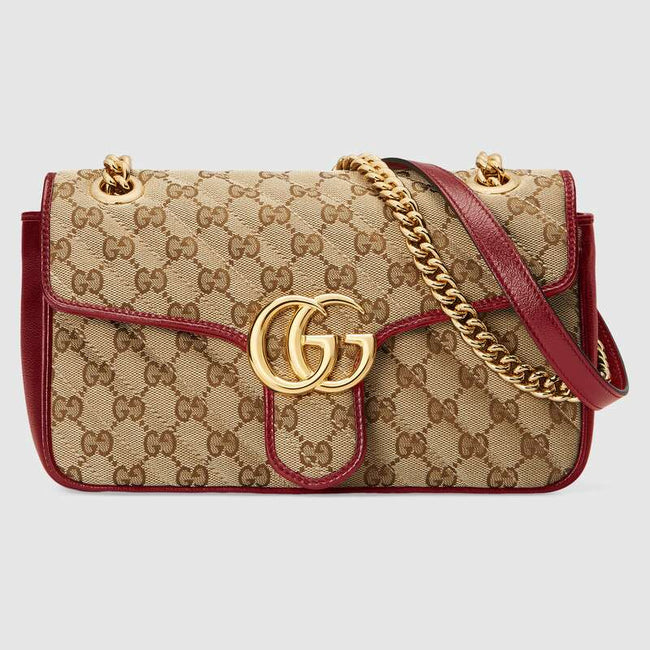 GG Marmont small shoulder bag Red Leather Hover Image
